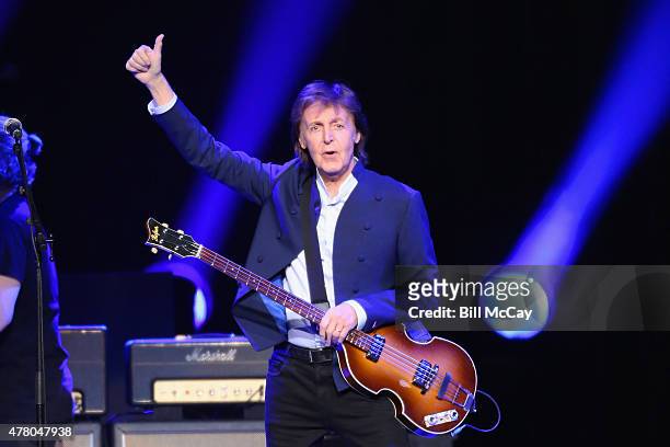 Paul McCartney performs at the Wells Fargo Center June 21, 2015 in Philadelphia, Pennsylvania.