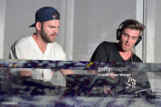 Musical producers Alex Pall and Andrew Taggart of Chainsmokers perform onstage during day 4 of the Firefly Music Festival on June 21, 2015 in Dover,...