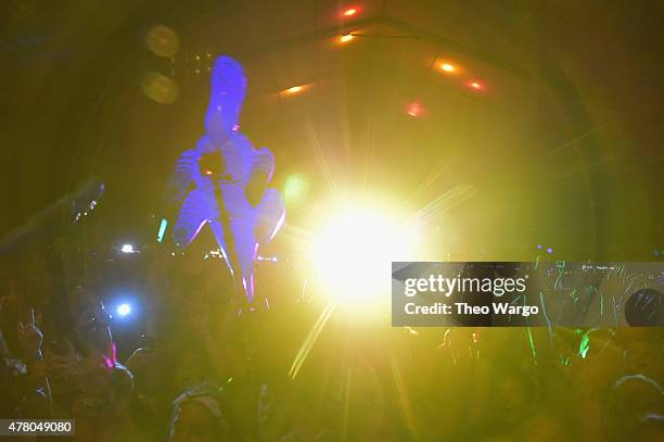 Guests enjoy The Chainsmokers performance during day 4 of the Firefly Music Festival on June 21, 2015 in Dover, Delaware.