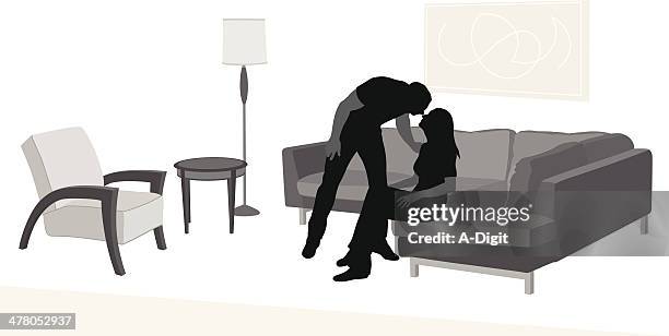 kissing - couple couch stock illustrations