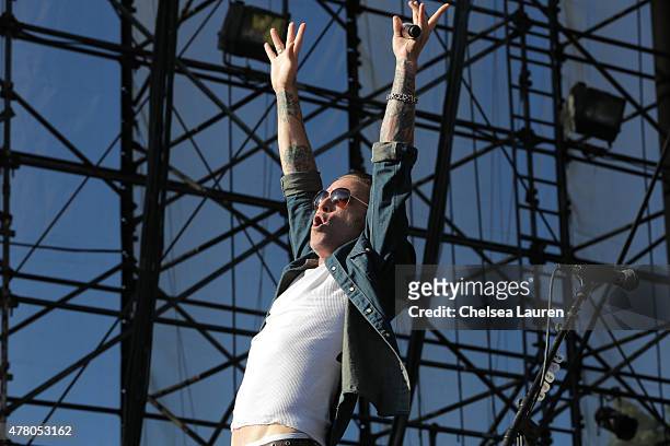 Vocalist A. Jay Popoff of Lit performs at Jack's 10th Show at Irvine Meadows Amphitheatre on June 20, 2015 in Irvine, California.