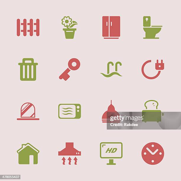 home icons - color series | eps10 - empty fridge stock illustrations