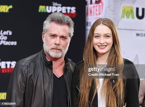 Ray Liotta and daughter Karsen Liotta arrive at the Los Angeles premiere of "Muppets Most Wanted" held at the El Capitan Theatre on March 11, 2014 in...