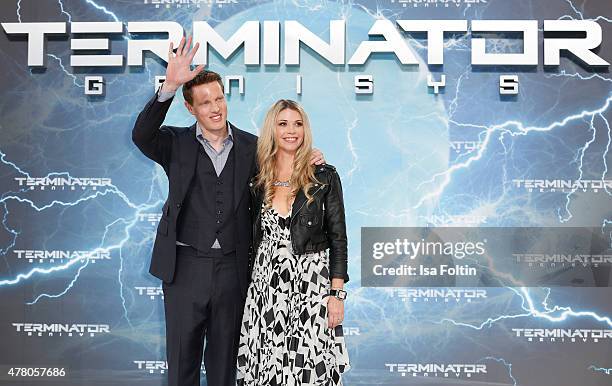 Producer David Ellison and his wife Sandra Lynn Modic attend the European Premiere of 'Terminator: Genisys' at the CineStar Sony Center on June 21,...