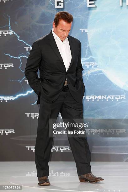 Arnold Schwarzenegger attends the European Premiere of 'Terminator: Genisys' at the CineStar Sony Center on June 21, 2015 in Berlin, Germany.