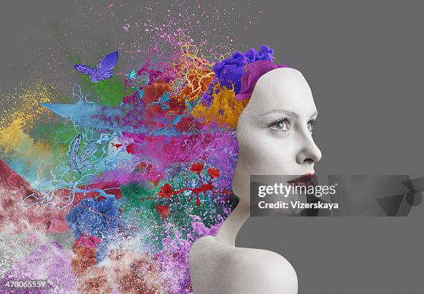 emotions inside human - creative makeup stockfoto's en -beelden