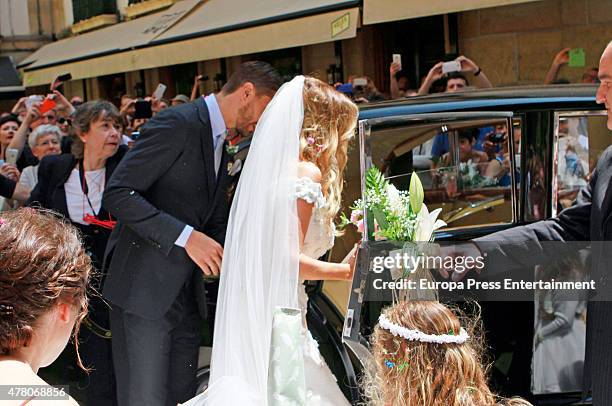 Juventus football player Fernando Llorente and Maria Lorente get married at Santa Maria del Coro Basilica on June 20, 2015 in San Sebastian, Spain.