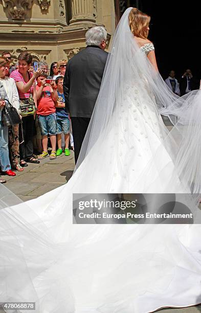 Maria Lorente attends her wedding with Juventus football player Fernando Llorente at Santa Maria del Coro Basilica on June 20, 2015 in San Sebastian,...