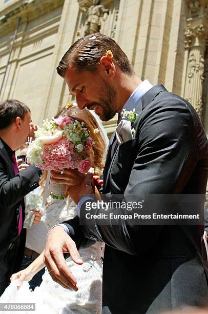 Juventus football player Fernando Llorente and Maria Lorente get married at Santa Maria del Coro Basilica on June 20, 2015 in San Sebastian, Spain.