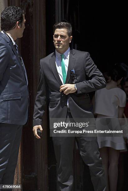 Guests attend the wedding of Juventus football player Fernando Llorente and Maria Lorente at Santa Maria del Coro Basilica on June 20, 2015 in San...