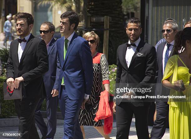 Guests attend the wedding of Juventus football player Fernando Llorente and Maria Lorente at Santa Maria del Coro Basilica on June 20, 2015 in San...