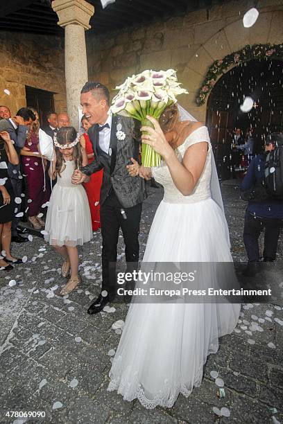Napoli football player Jose Callejon and Marta Ponsati get married at Nuestra Senora de la Asuncion church on June 19, 2015 in Torrelodones, Spain.