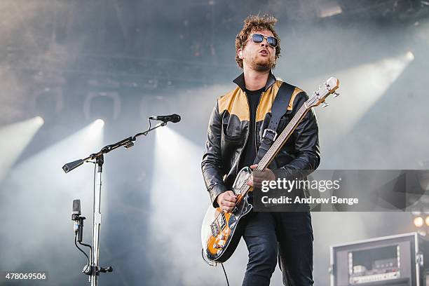 Mike Kerr of Royal Blood performs on the main stage for Best Kept Secret Festival at Beekse Bergen on June 21, 2015 in Hilvarenbeek, Netherlands.