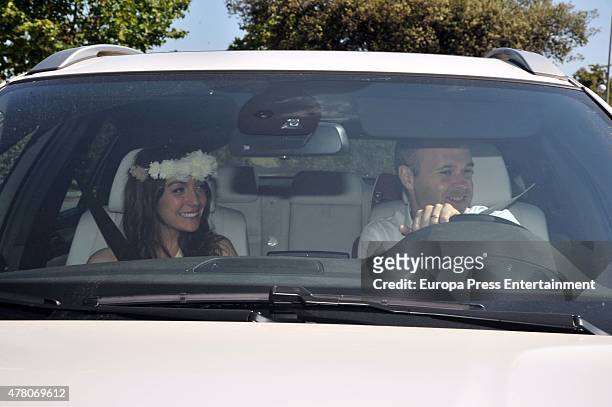 Andres Iniesta and Anna Ortiz attend Barcelona fooball player Pedro Rodriguez 'Pedrito' and Carolina Martin's wedding in La Cabrera del Mar on June...
