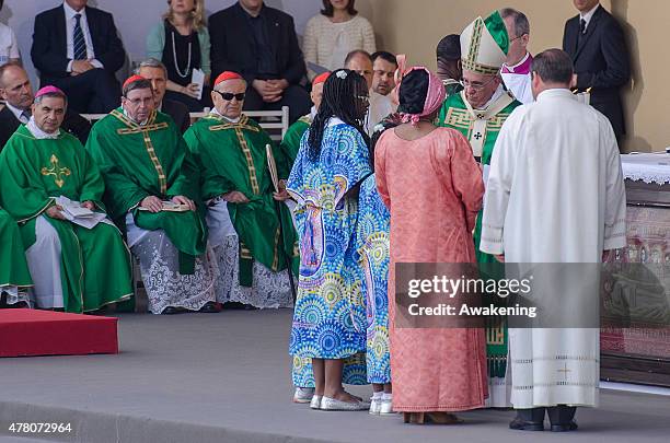 Pope Francis celebrate Mass in Turin during his pastoral visit on June 21, 2015 in Turin, Italy. Pope Frances will visit the Holy Shroud and meet...