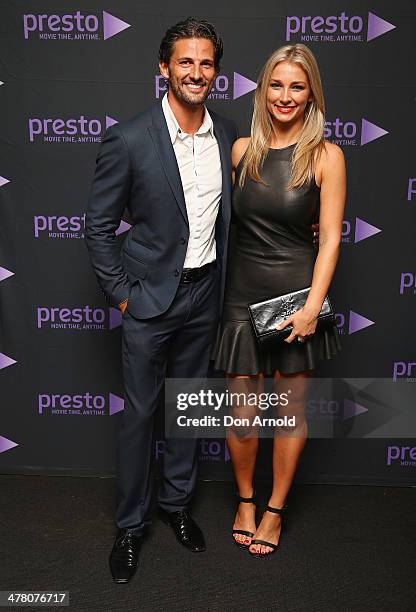 Tim Robards and Anna Heinrich pose at the Foxtel Presto launch at the Ivy on March 12, 2014 in Sydney, Australia.