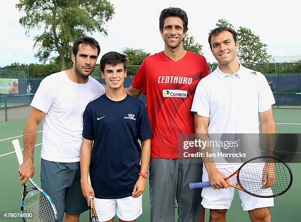 British tennis player Bradley Buckland of Derbyshire after a coaching session with Professional players David Marrero of Spain and Marcelo Melo of...