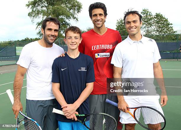 British tennis player George Hutchings of Lancashire after a coaching session with Professional players David Marrero of Spain and Marcelo Melo of...