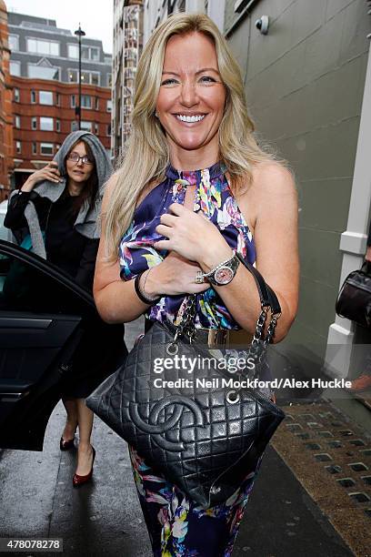 Michelle Mone seen leaving Soho House after speaking at the Kruger Cowne Breakfast Club briefing on June 22, 2015 in London, England. Photo by Neil...