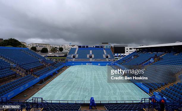 General view as rain delays play on Day Two of the Aegon International at Devonshire Park on June 22, 2015 in Eastbourne, England.