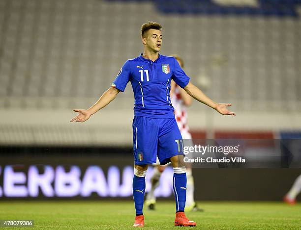 Stephan El Shaarawy of Italy reacts during rhe UEFA Euro 2016 Qualifier between Croatia and Italy on June 12, 2015 in Split, Croatia.