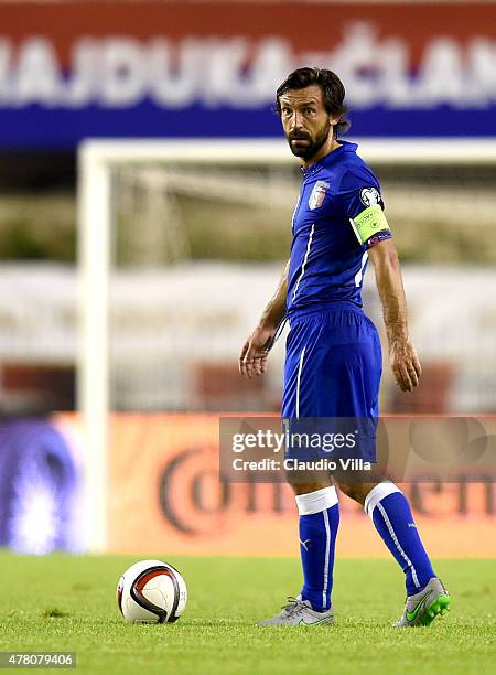 Andrea Pirlo of Italy in action during the UEFA Euro 2016 Qualifier between Croatia and Italy on June 12, 2015 in Split, Croatia.