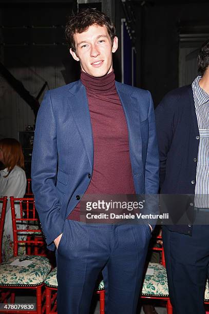 Callum Turner attends the Gucci fashion show during the Milan Men's Fashion Week Spring/Summer 2016 on June 22, 2015 in Milan, Italy.