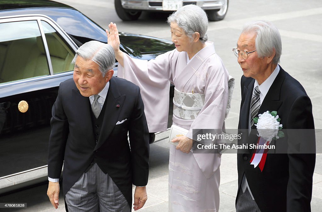 Emperor And Empress Attend Japan Art Academy Prize Ceremony