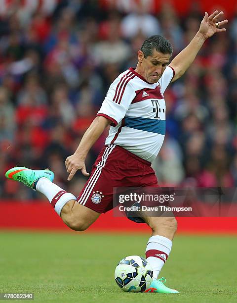 Jorginho of Bayern Munich All Stars during the Manchester United Foundation charity match between Manchester United Legends and Bayern Munich All...