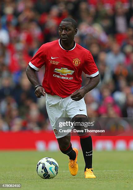 Andy Cole of Manchester United Legends during the Manchester United Foundation charity match between Manchester United Legends and Bayern Munich All...