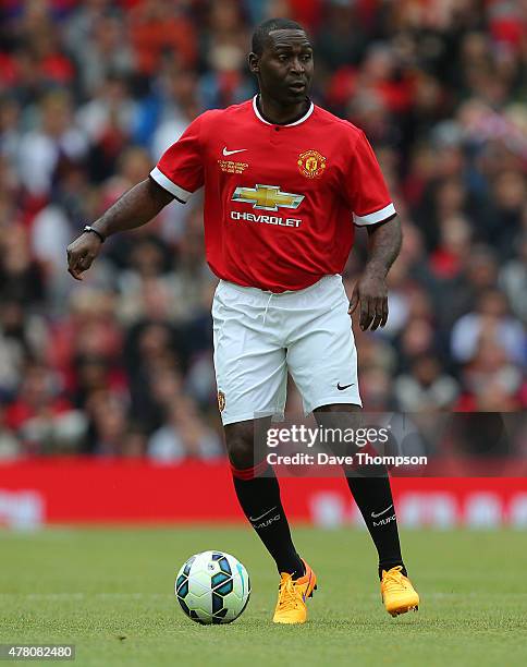 Andy Cole of Manchester United Legends during the Manchester United Foundation charity match between Manchester United Legends and Bayern Munich All...