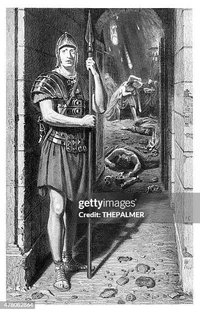 illustrazioni stock, clip art, cartoni animati e icone di tendenza di pompei soldato romano in rilievo - centurione