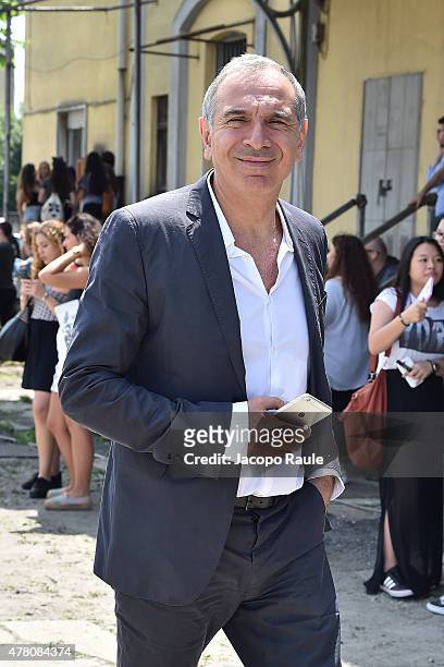Carlo Capasa arrives at the Gucci show during the Milan Men's Fashion Week Spring/Summer 2016 on June 22, 2015 in Milan, Italy.