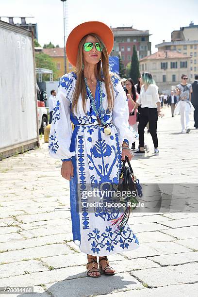 Anna Dello Russo arrives at the Gucci show during the Milan Men's Fashion Week Spring/Summer 2016 on June 22, 2015 in Milan, Italy.