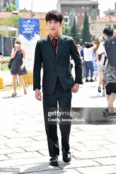 Yang Yang arrives at the Gucci show during the Milan Men's Fashion Week Spring/Summer 2016 on June 22, 2015 in Milan, Italy.