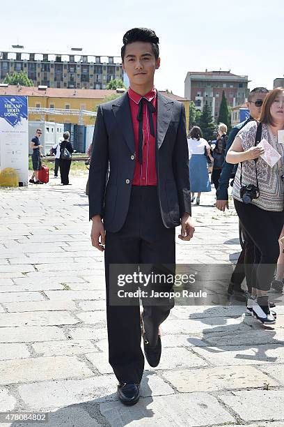 Ma Tian Yu arrives at the Gucci show during the Milan Men's Fashion Week Spring/Summer 2016 on June 22, 2015 in Milan, Italy.