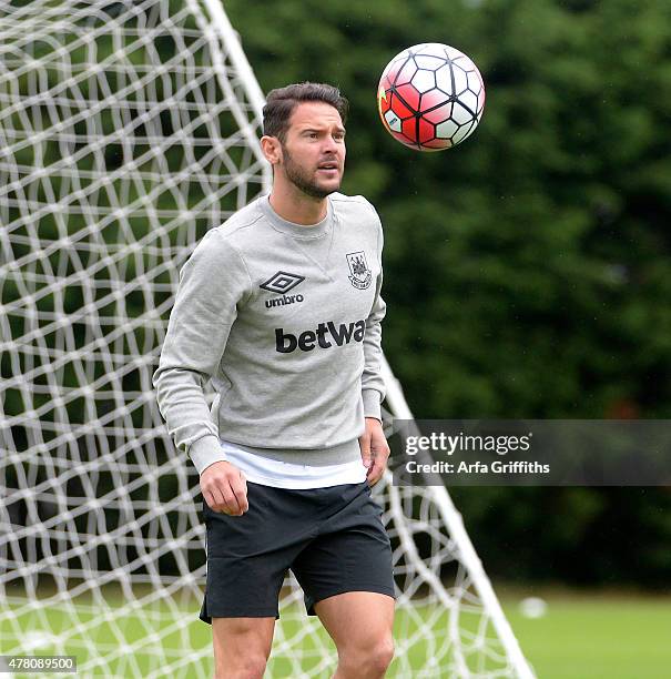 Matt Jarvis during the first West Ham United training session of the pre-season at Chadwell Heath on June 22, 2015 in London, England.