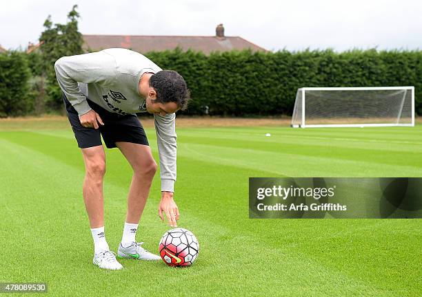 Joey O'Brien during the first West Ham United training session of the pre-season at Chadwell Heath on June 22, 2015 in London, England.