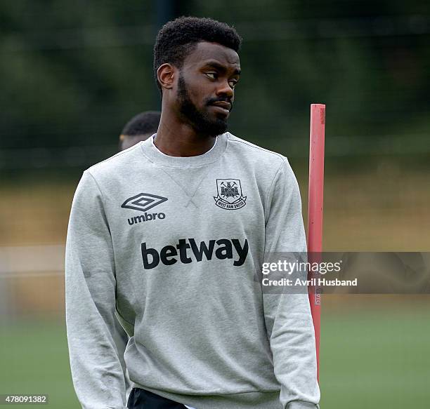 Manny Onariase during the first West Ham United pre-season training session at Chadwell Heath on June 22, 2015 in London, England.