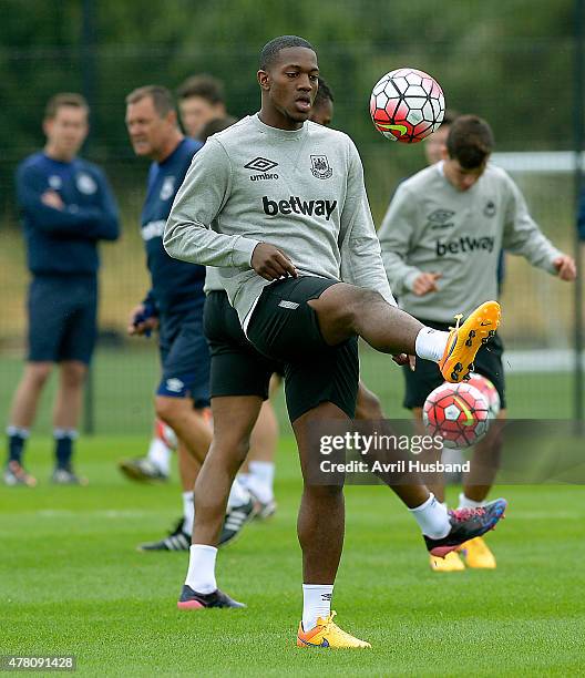 Doneil Henry during the first West Ham United pre-season training session at Chadwell Heath on June 22, 2015 in London, England.