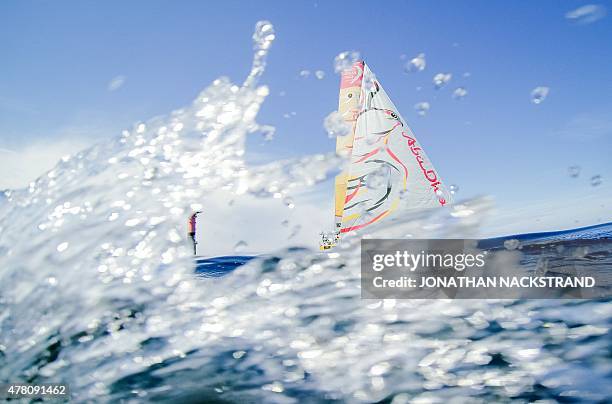 Abu Dhabi Ocean Racing team skippered by British Ian Walker sails to Gothenburg at the end of Leg 9 of the Volvo Ocean Race from Lorient to...