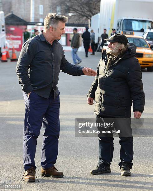 Actor Alec Baldwin and Radioman are seen on the set of 'Still Alice' on March 11, 2014 in New York City.