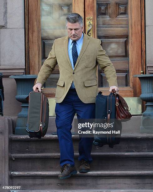 Actor Alec Baldwin is seen on the on the set of 'Still Alice' on March 11, 2014 in New York City.