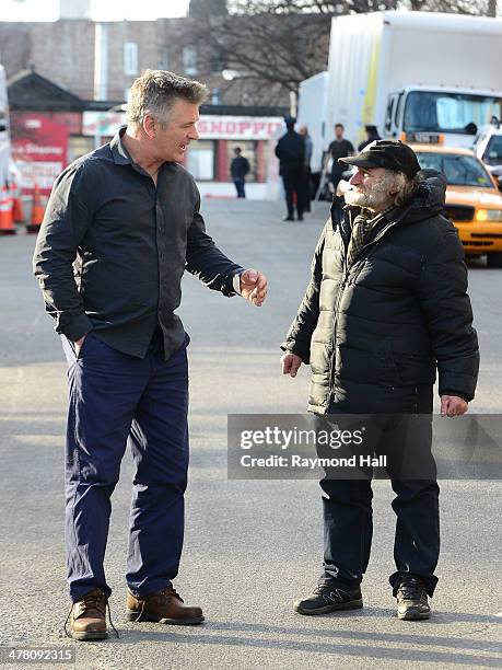 Actor Alec Baldwin and Radioman are seen on the set of 'Still Alice' on March 11, 2014 in New York City.