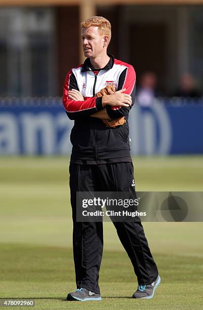 Andrew McDonald, Head Coach of Leicestershire Foxes during the Natwest T20 Blast match between Derbyshire Falcons and Leicestershire Foxes at the...