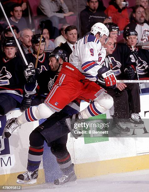Pavel Bure of the New York Rangers skates against the Vancouver Canucks on March 19, 2002 at Madison Square Garden in New York, New York.