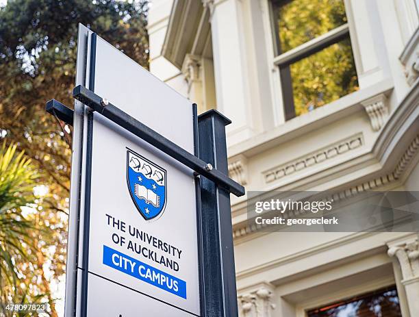 auckland university city campus sign - college insignia stock pictures, royalty-free photos & images