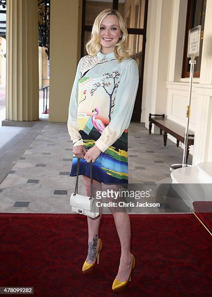 Presenter Fearne Cotton arrives at Buckingham Palace for the Queen's Young Leaders Event on June 22, 2015 in London, England.
