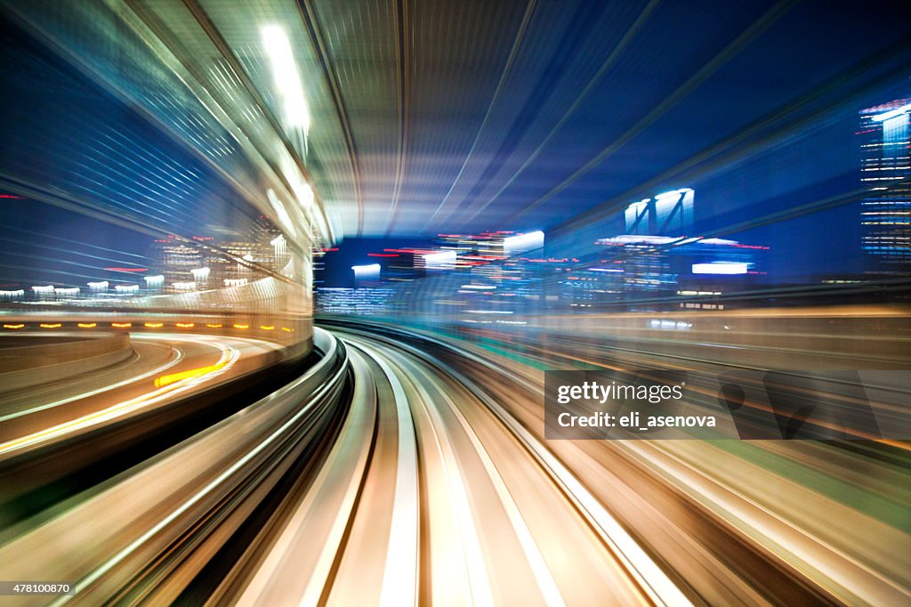Blurred motion on the Subway in Tokyo.