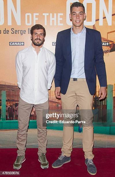 Basket player Willy Hernangomez and basket player Tomas Bellas attend 'Son of the Congo. El hechizo de Serge Ibaka' documentary presentation at...